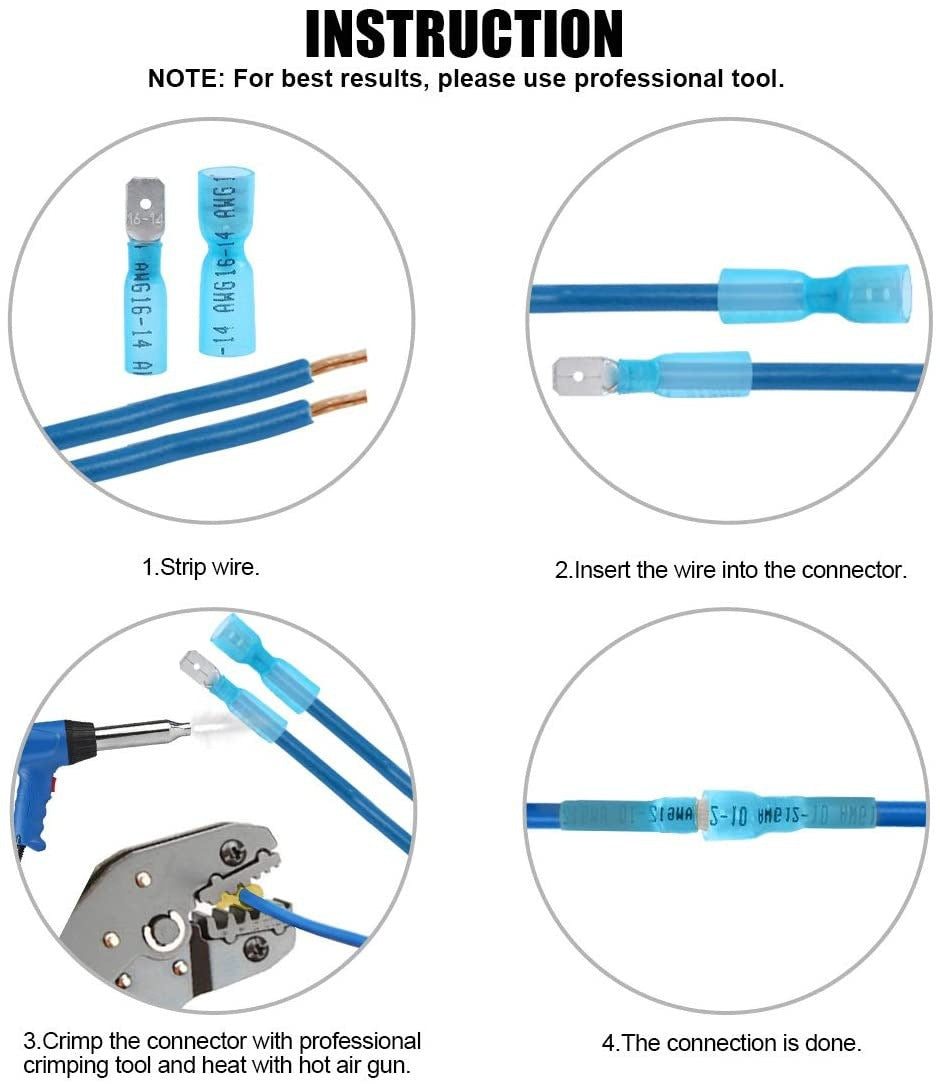 Heat Shrink Wire Connector Kit – Waterproof Marine Butt & Spade Crimp Terminal Assortment