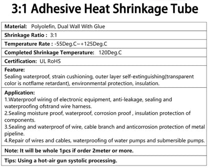 Adhesive-Lined Heat Shrink Tubing – Dual Wall Marine Wire Wrap with Glue for Waterproof Connections