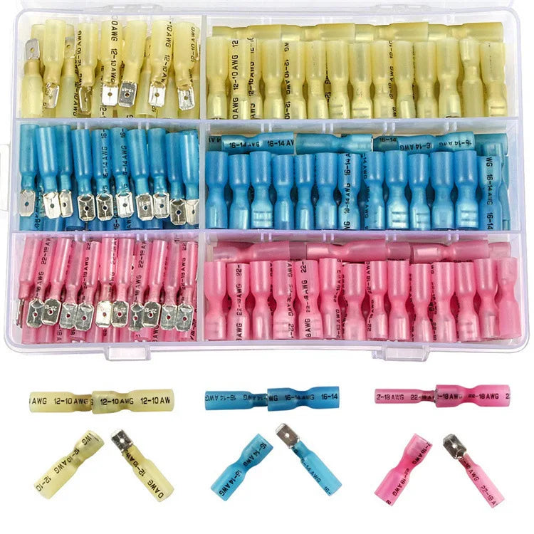 Heat Shrink Wire Connector Kit – Waterproof Marine Butt & Spade Crimp Terminal Assortment