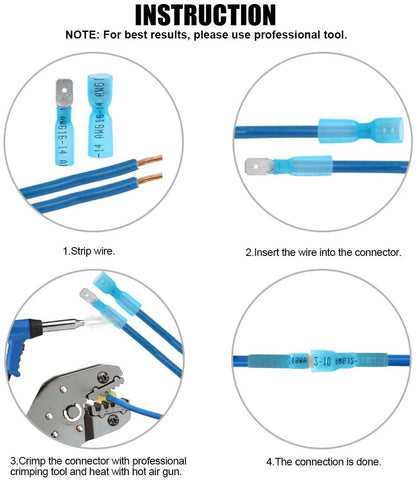 Heat Shrink Wire Connector Kit – Waterproof Marine Butt & Spade Crimp Terminal Assortment